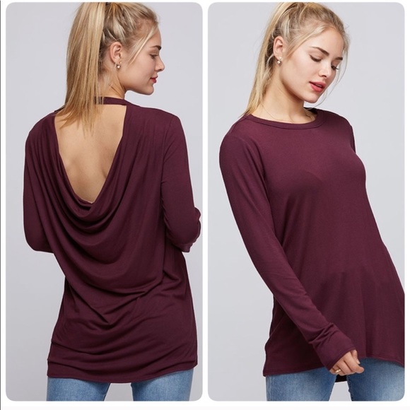 Fantastic Fawn Tops - Purple Open Back Long Sleeve Top